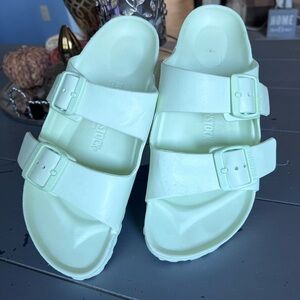 Birkenstock Arizona EVA Slides Sandals Womens 7N Green Double Strap Buckle Flats